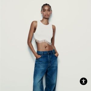 NWOT Tops Zara Seamless Rhinestone Top. Never worn. Size small.